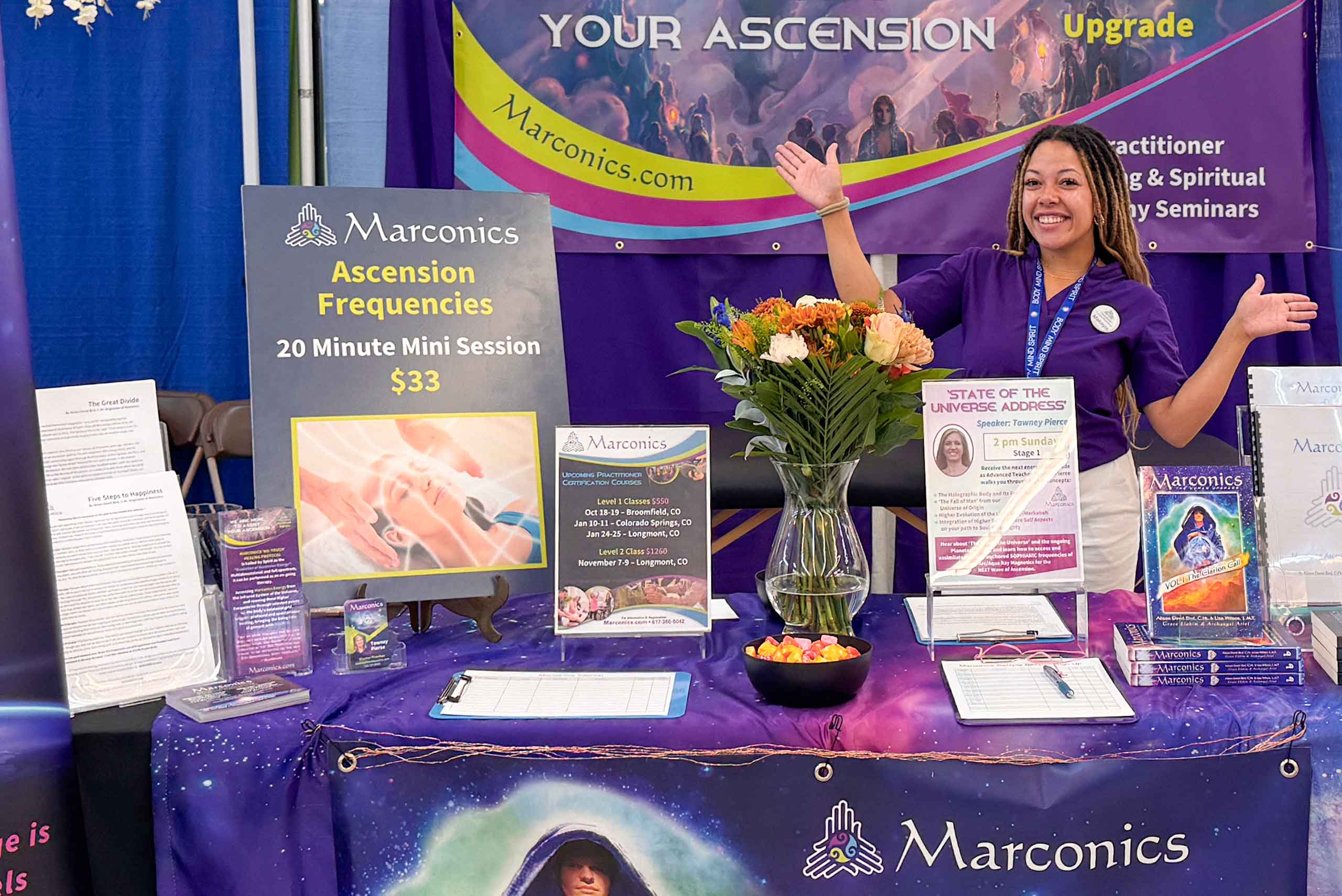Marconics Teacher Makayla Askew at expo booth