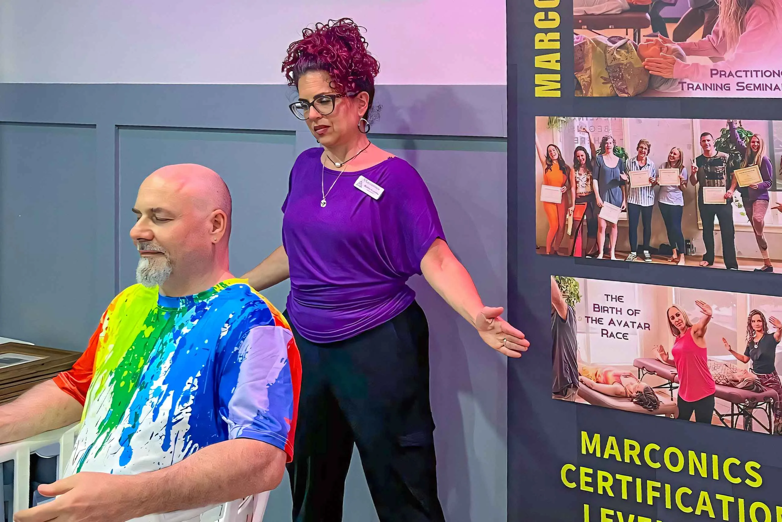 Marconics Teacher Robin Landau - performs chair protocol