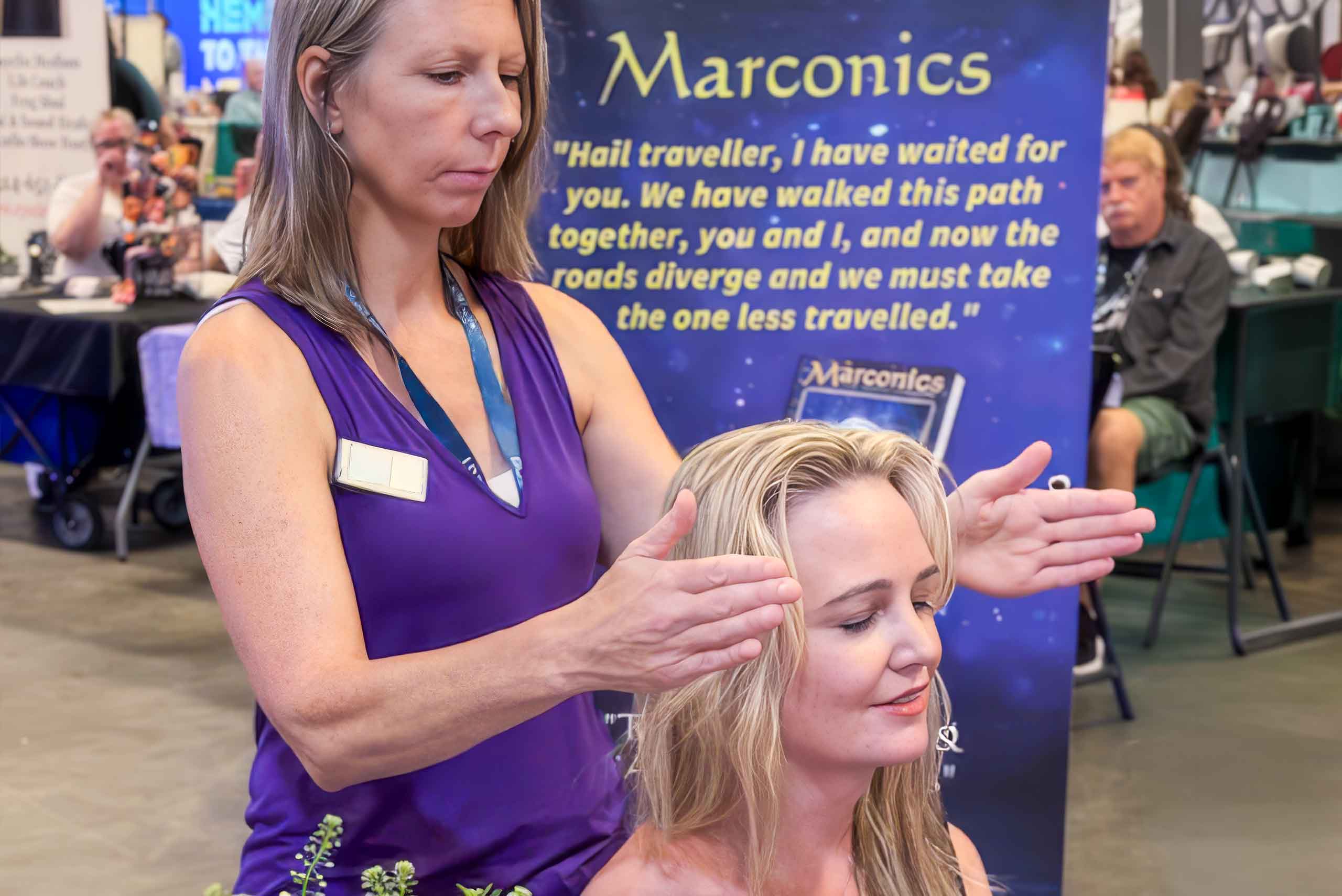 Marconics Teacher Camilla McKay - performs sample no-touch at an expo