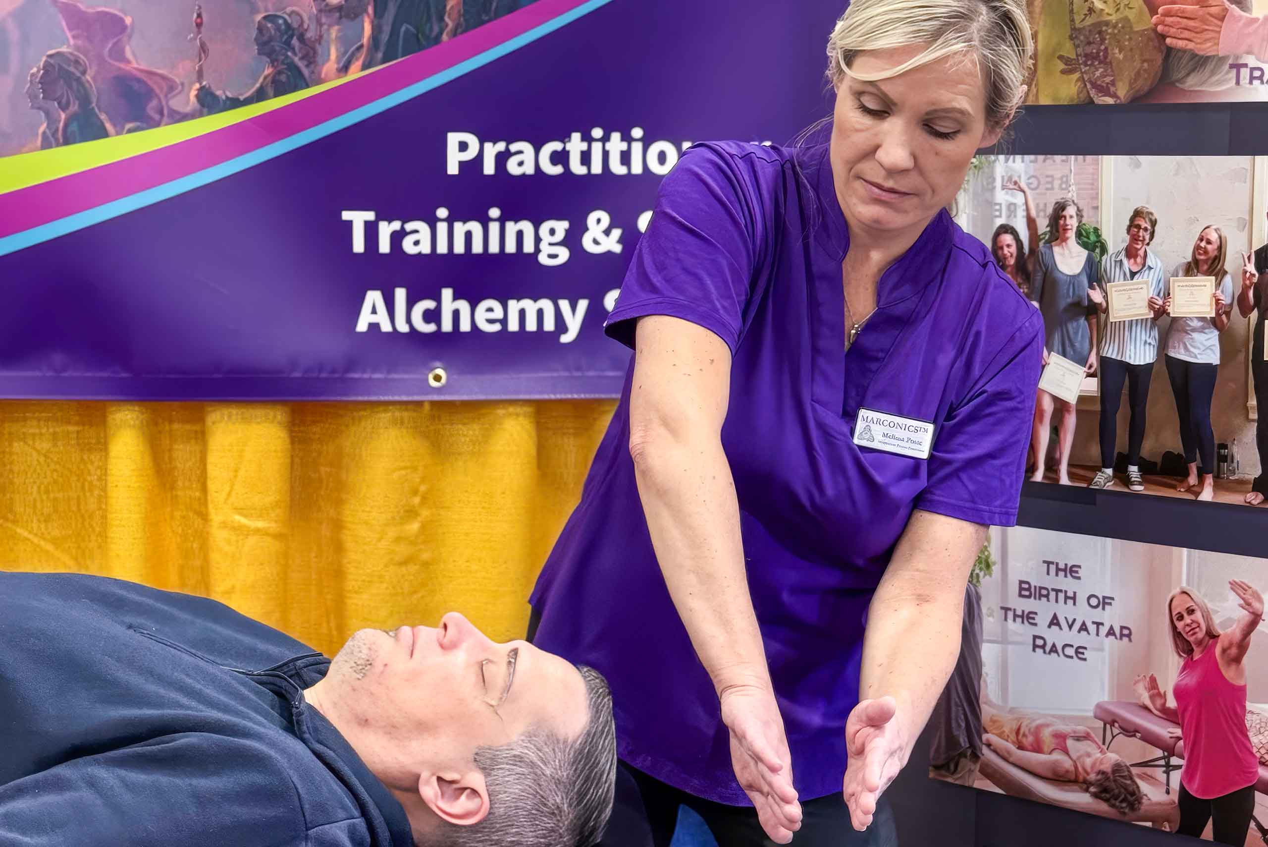 Marconics Teacher Melissa Poste - performs sample no-touch at an expo